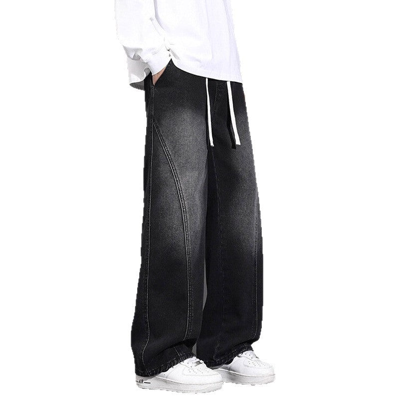 Jeans Men Autumn Winter Loose Straight Leg Pants Vintage Wide Leg Pants Men Youth Asymmetric Deconstruction Trousers - 𝐃𝐔𝐕𝐋𝐀𝐒𝐇𝐎𝐏