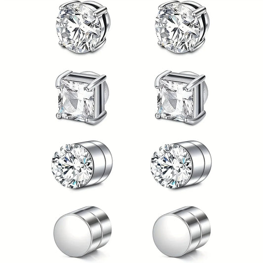 1 Pairs Crystal Strong Magnetic Ear Stud Clip Earrings for Men Women Punk Round Zircon Magnet Earrings Non Piercing Jewelry - 𝐃𝐔𝐕𝐋𝐀𝐒𝐇𝐎𝐏