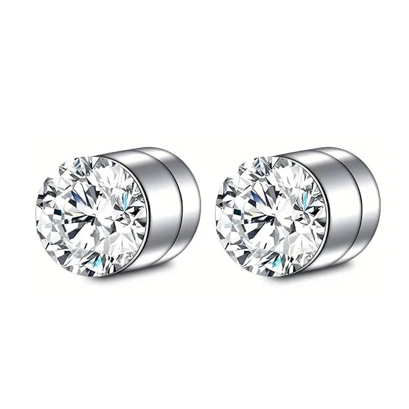 1 Pairs Crystal Strong Magnetic Ear Stud Clip Earrings for Men Women Punk Round Zircon Magnet Earrings Non Piercing Jewelry - 𝐃𝐔𝐕𝐋𝐀𝐒𝐇𝐎𝐏