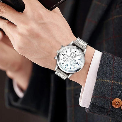 1/2PCS Men Business Watches Fashion Men's Steel Band Quartz Watch with Bracelet（Box not Included） - 𝐝𝐮𝐯𝐥𝐚𝐬𝐡𝐨𝐩.𝐜𝐨𝐦