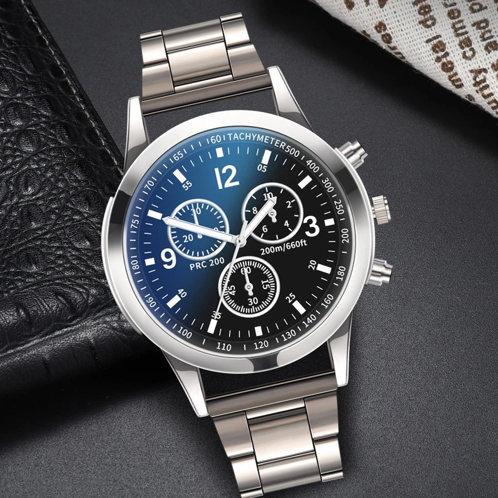 1/2PCS Men Business Watches Fashion Men's Steel Band Quartz Watch with Bracelet（Box not Included） - 𝐝𝐮𝐯𝐥𝐚𝐬𝐡𝐨𝐩.𝐜𝐨𝐦
