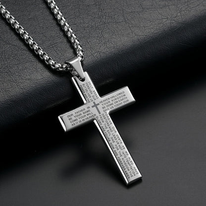 Easter Cross Verse Pendant Necklace Men's Trendy Women's Necklace For Men, father's day gift