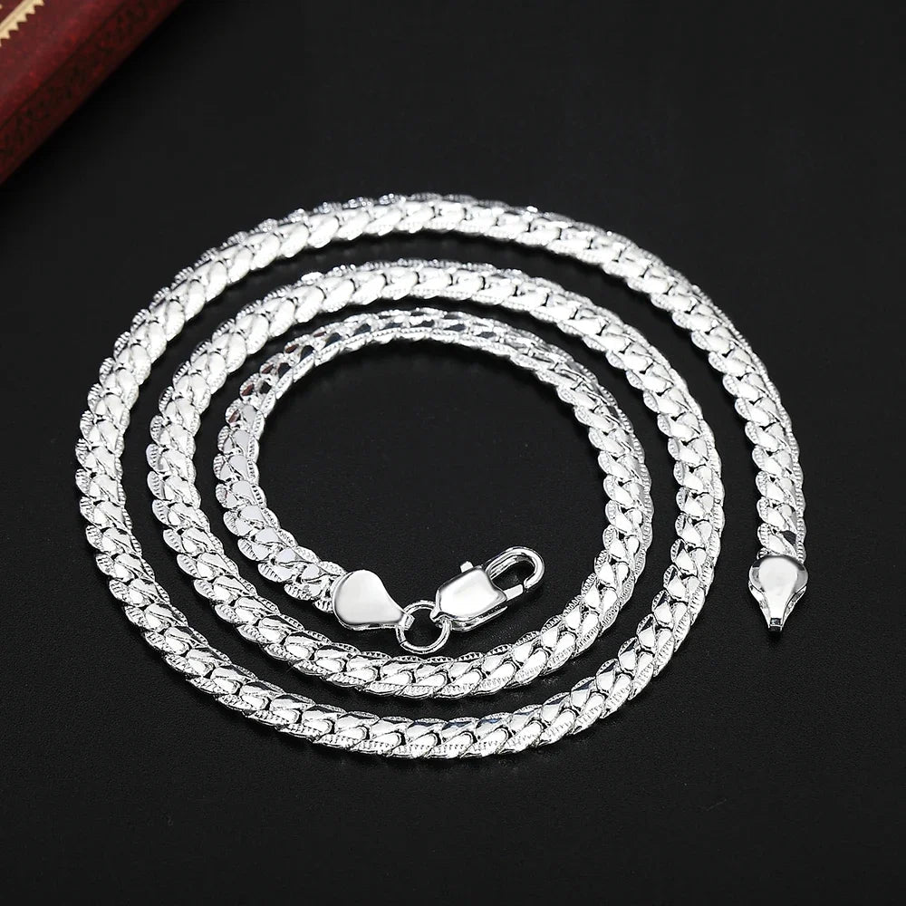 20 - 60cm 925 Sterling Silver Luxury Brand Design 6mm Fine Necklace Chain for Woman Men Fashion Wedding Engagement Jewelry - 𝐃𝐔𝐕𝐋𝐀𝐒𝐇𝐎𝐏