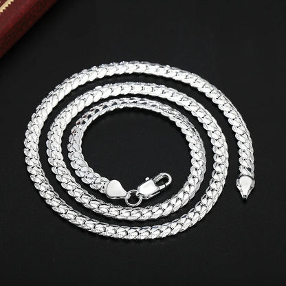 20 - 60cm 925 Sterling Silver Luxury Brand Design 6mm Fine Necklace Chain for Woman Men Fashion Wedding Engagement Jewelry - 𝐃𝐔𝐕𝐋𝐀𝐒𝐇𝐎𝐏
