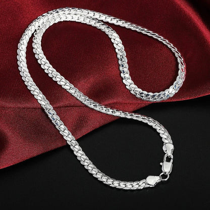 20 - 60cm 925 Sterling Silver Luxury Brand Design 6mm Fine Necklace Chain for Woman Men Fashion Wedding Engagement Jewelry - 𝐃𝐔𝐕𝐋𝐀𝐒𝐇𝐎𝐏