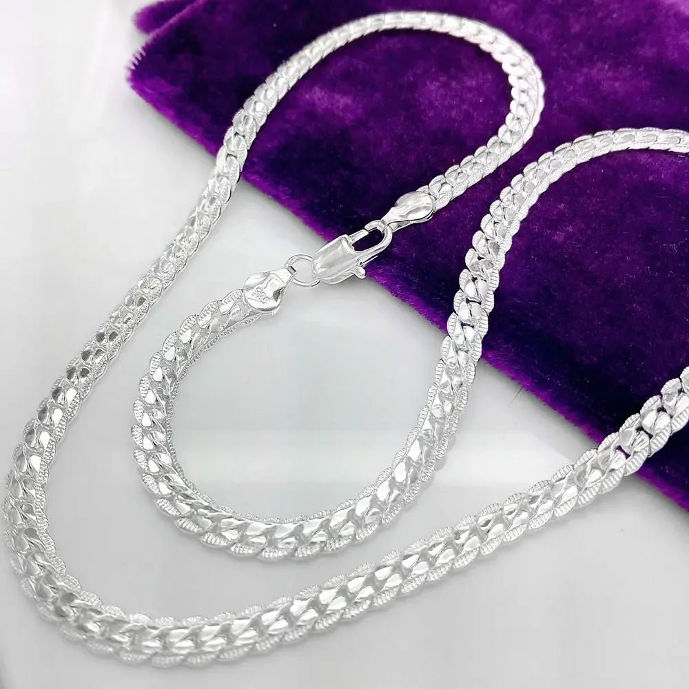 20 - 60cm 925 Sterling Silver Luxury Brand Design 6mm Fine Necklace Chain for Woman Men Fashion Wedding Engagement Jewelry - 𝐃𝐔𝐕𝐋𝐀𝐒𝐇𝐎𝐏