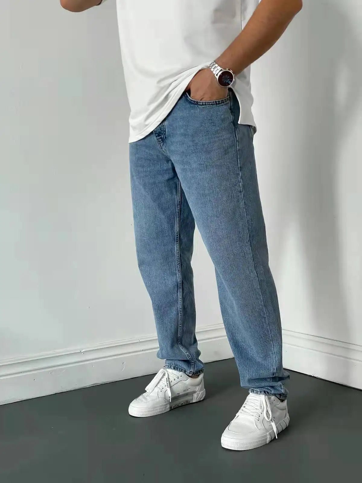 2025 New Business Men's Jeans Casual Straight Stretch Fashion Classic Blue Black Work Denim Trousers Male Brand Clothing S - 3XL - 𝐝𝐮𝐯𝐥𝐚𝐬𝐡𝐨𝐩.𝐜𝐨𝐦