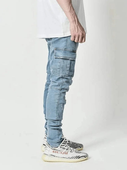2025 New Korean Men's Casual Long Jeans Classic Man Straight Denim Wide - leg Pants Solid Color Light Blue Grey Black 4XL - 𝐝𝐮𝐯𝐥𝐚𝐬𝐡𝐨𝐩.𝐜𝐨𝐦