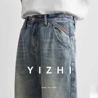 2025 Summer New Men's Denim Pants Old Blue Washed Male Jeans Straight Casual Menwear Loose Wide Leg Trousers Fashion Men Cothing - 𝐝𝐮𝐯𝐥𝐚𝐬𝐡𝐨𝐩.𝐜𝐨𝐦