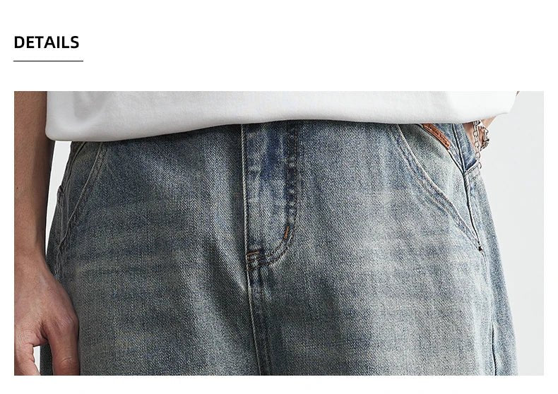 2025 Summer New Men's Denim Pants Old Blue Washed Male Jeans Straight Casual Menwear Loose Wide Leg Trousers Fashion Men Cothing - 𝐝𝐮𝐯𝐥𝐚𝐬𝐡𝐨𝐩.𝐜𝐨𝐦