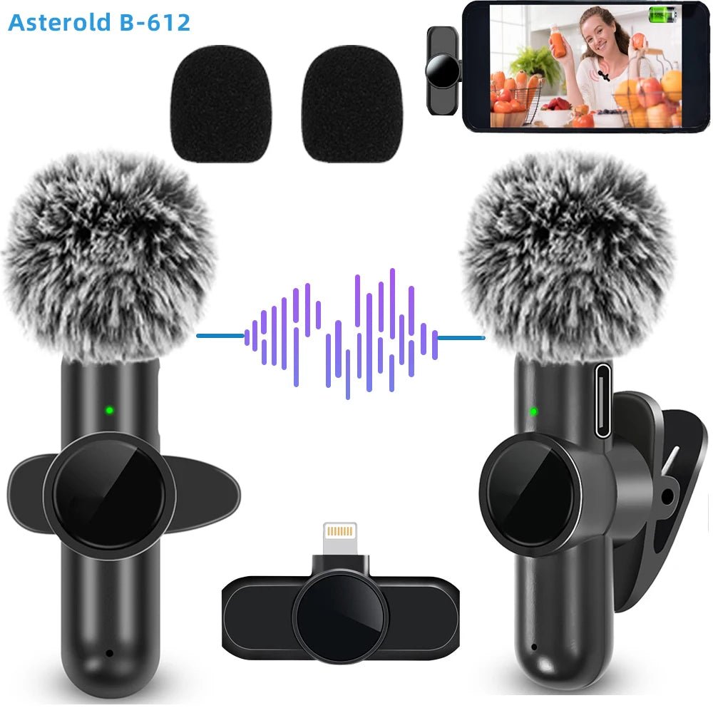 2.4G Wireless Lavalier Microphone Noise Cancelling Audio Video Recording for IPhone/iPad/Android/Xiaomi/Samsung Live Game Mic - 𝐝𝐮𝐯𝐥𝐚𝐬𝐡𝐨𝐩.𝐜𝐨𝐦