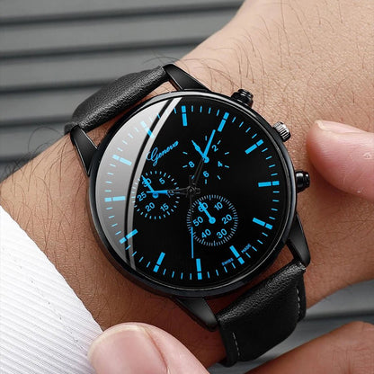 3PCS/Set Men Business Watches Casual Leather Band Analog Male's Quartz Watch Necklace Bracelet Set - 𝐝𝐮𝐯𝐥𝐚𝐬𝐡𝐨𝐩.𝐜𝐨𝐦