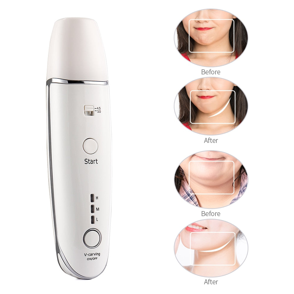 Appareil de soin visage anti-âge en forme de V pour réduire les rides et rajeunir la peau, utilisé pour la beauté du visage.