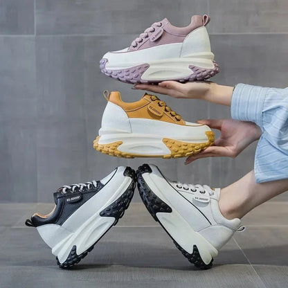 7CM Genuine Leather Platform Wedge Fashion Women Spring Well - fitting Autumn Chunky Sneakers Shoes Breathable Mixed Color Winter - 𝐃𝐔𝐕𝐋𝐀𝐒𝐇𝐎𝐏
