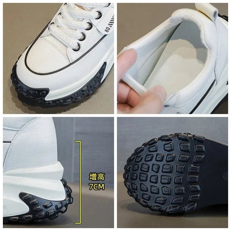 7CM Genuine Leather Platform Wedge Fashion Women Spring Well - fitting Autumn Chunky Sneakers Shoes Breathable Mixed Color Winter - 𝐃𝐔𝐕𝐋𝐀𝐒𝐇𝐎𝐏