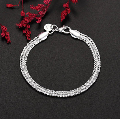 925 Sterling Silver Exquisite Solid Chain Bracelet Fashion Charm Women Men Solid Wedding Cute Simple Models Jewelry - 𝐃𝐔𝐕𝐋𝐀𝐒𝐇𝐎𝐏