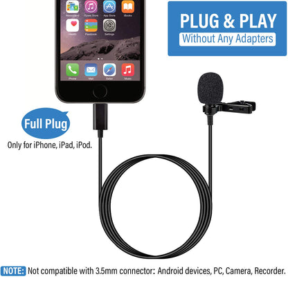 YC-LM10 II 1.5m Phone Audio Video Recording Lavalier Condenser Microphone for iPhone 11 X xr xs max 8 8plus 7 7plus 6plus / iPad