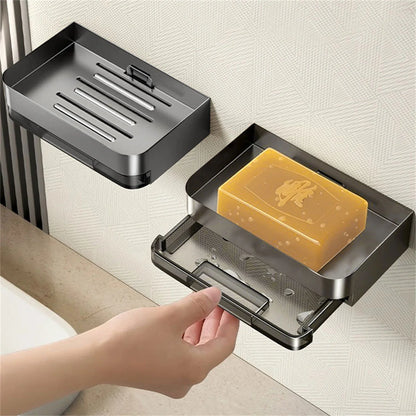 Aluminum Alloy Soap Holder Bathroom Soap Dish With Drain Water Wall .