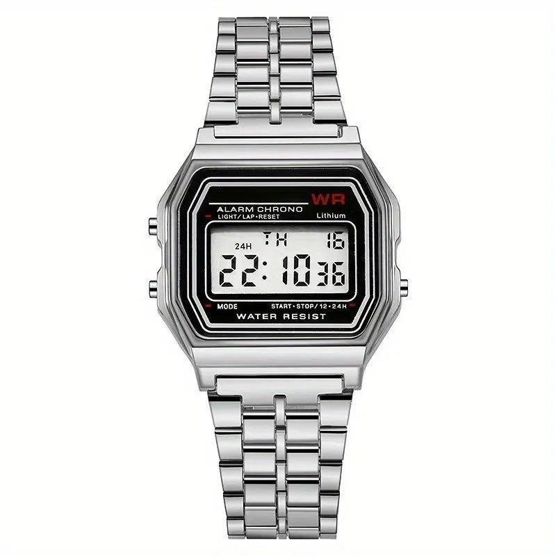 F91W Multi-Functional LED Digital Sports Watch Unisex Steel Band Business Clock with Alarm Week Display And Back Light