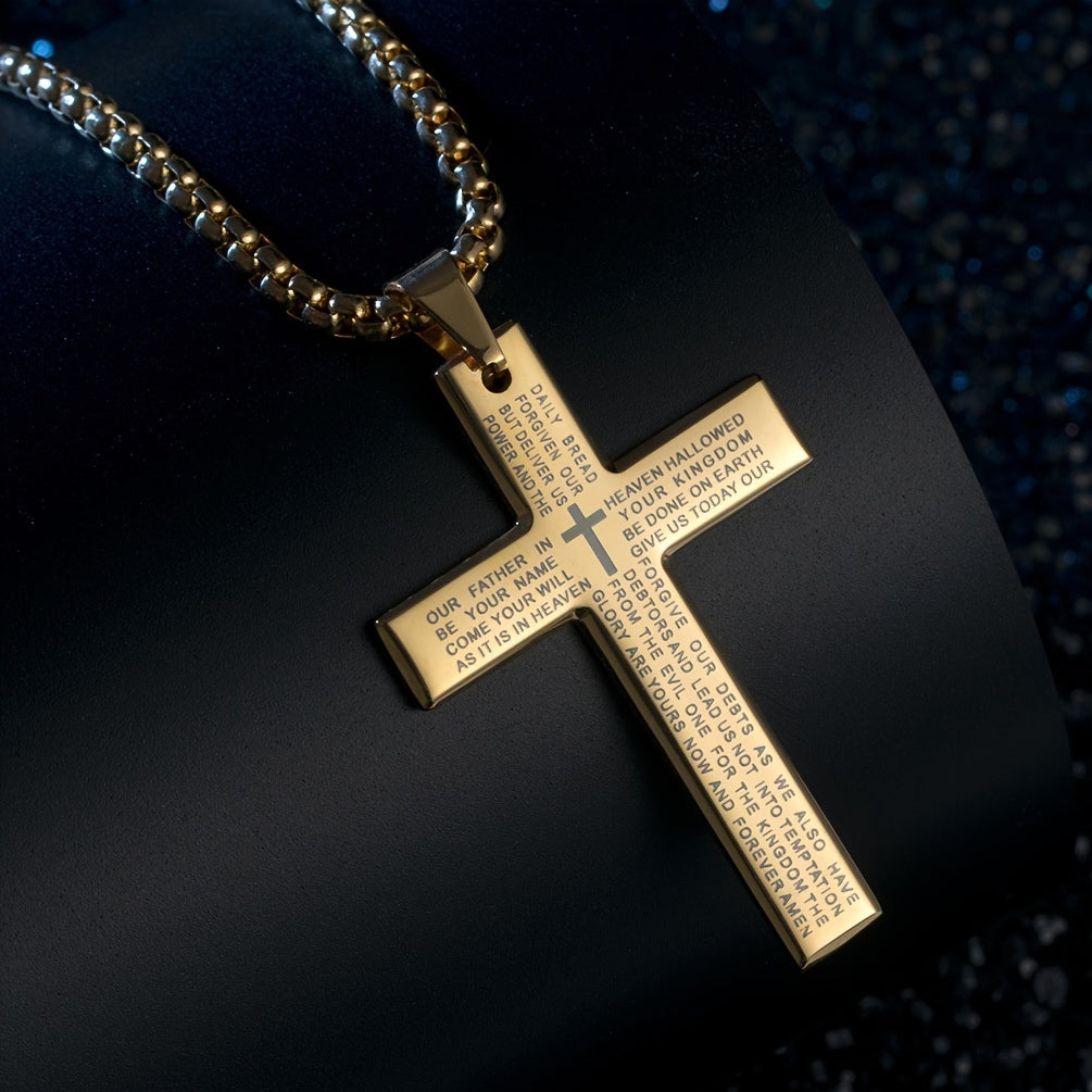 Easter Cross Verse Pendant Necklace Men's Trendy Women's Necklace For Men, father's day gift
