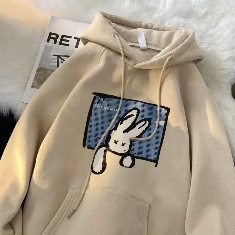 American Style Oversize Hoodie Women's Thickened Fleece Loose Autumn Winter Overhead Jacket Female Fashion Brand Clothing - 𝐃𝐔𝐕𝐋𝐀𝐒𝐇𝐎𝐏