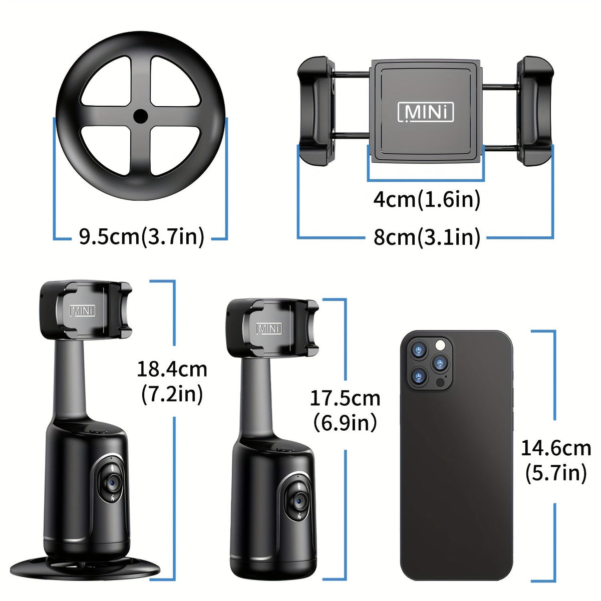 Auto Face Tracking Tripod, No App Required, 360° Rotation Face Body Phone Mount Smart Shooting Phone Tracking Holder for Vlog Live Streaming Video, Rechargeable Battery, Black - 𝐝𝐮𝐯𝐥𝐚𝐬𝐡𝐨𝐩.𝐜𝐨𝐦