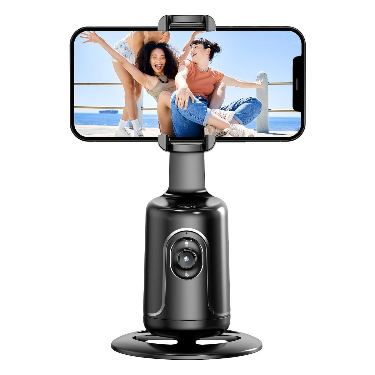 Auto Face Tracking Tripod, No App Required, 360° Rotation Face Body Phone Mount Smart Shooting Phone Tracking Holder for Vlog Live Streaming Video, Rechargeable Battery, Black - 𝐝𝐮𝐯𝐥𝐚𝐬𝐡𝐨𝐩.𝐜𝐨𝐦