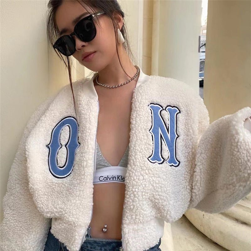 Autumn and Winter New Women's Fashion Letter Embroidery Slim Warm Jacket Coat - 𝐃𝐔𝐕𝐋𝐀𝐒𝐇𝐎𝐏