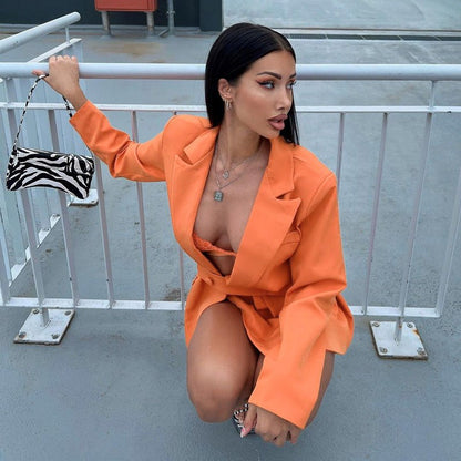 Autumn New Niche Design Deep V Shoulder Pad Sexy Belt Shape Body Suit - 𝐃𝐔𝐕𝐋𝐀𝐒𝐇𝐎𝐏