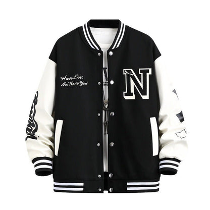 Baseball jacket, men's spring and autumn couple outfit, autumn and winter men's loose trendy brand American ins student jacket top - 𝐝𝐮𝐯𝐥𝐚𝐬𝐡𝐨𝐩.𝐜𝐨𝐦