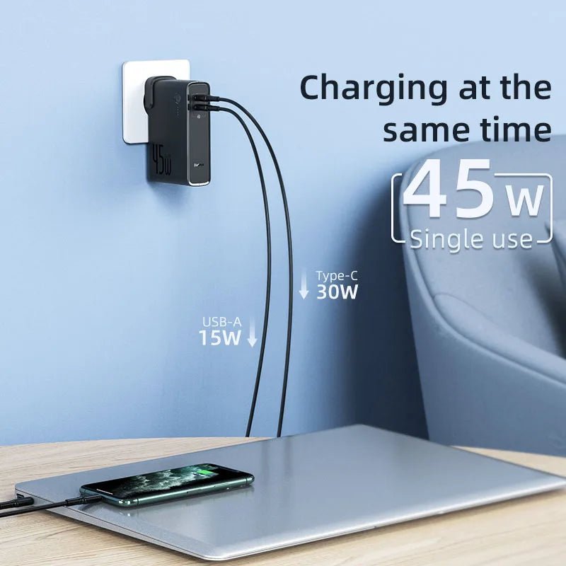 Baseus GaN Power Bank Charger 10000mAh 45W USB C PD Fast Charging 2 in 1 Charger & Battery as One ForiP 11 Pro Laptop ForXiaomi - 𝐃𝐔𝐕𝐋𝐀𝐒𝐇𝐎𝐏