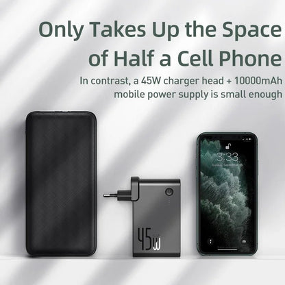 Baseus GaN Power Bank Charger 10000mAh 45W USB C PD Fast Charging 2 in 1 Charger & Battery as One ForiP 11 Pro Laptop ForXiaomi - 𝐃𝐔𝐕𝐋𝐀𝐒𝐇𝐎𝐏