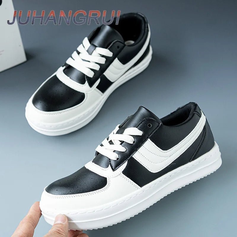 Baskets pour hommes chaussures de planche confortables et respirantes bout rond semelle épaisse talon plat à lacets chaussures en cuir décontractées confortables chaussures de sport - 𝐝𝐮𝐯𝐥𝐚𝐬𝐡𝐨𝐩.𝐜𝐨𝐦