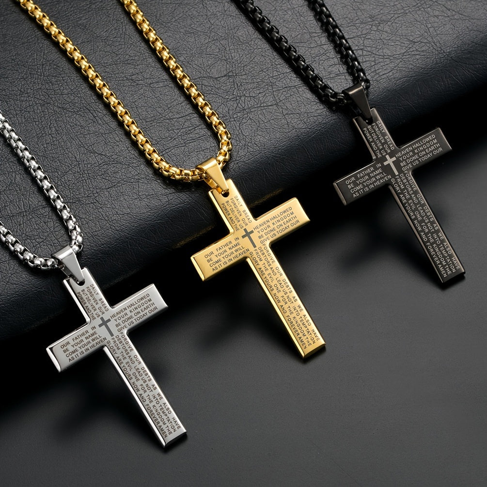 Easter Cross Verse Pendant Necklace Men's Trendy Women's Necklace For Men, father's day gift