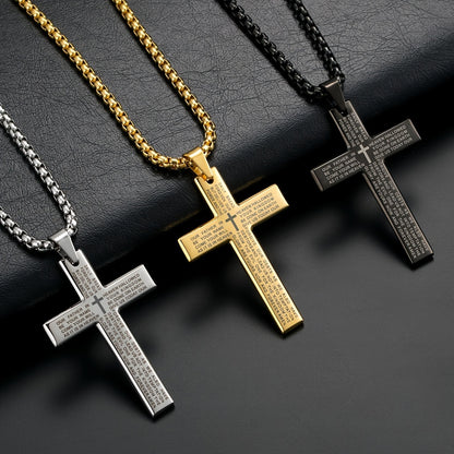 Easter Cross Verse Pendant Necklace Men's Trendy Women's Necklace For Men, father's day gift