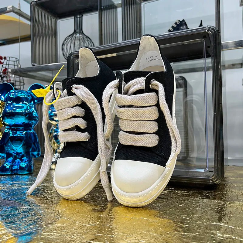 Casual Shoes Men Canvas Beige Low Top Brand Jumbo Lace Up Ro Thick Sole Luxury Designer Trainers Women Street Flat Sneakers - 𝐝𝐮𝐯𝐥𝐚𝐬𝐡𝐨𝐩.𝐜𝐨𝐦