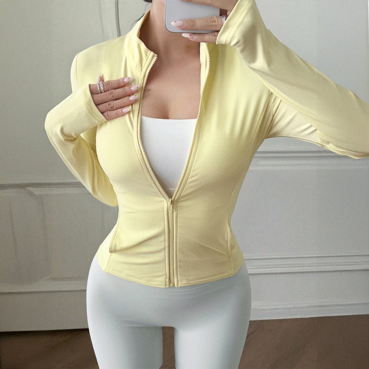 Casual yoga solid color long sleeved top jacket - 𝐃𝐔𝐕𝐋𝐀𝐒𝐇𝐎𝐏