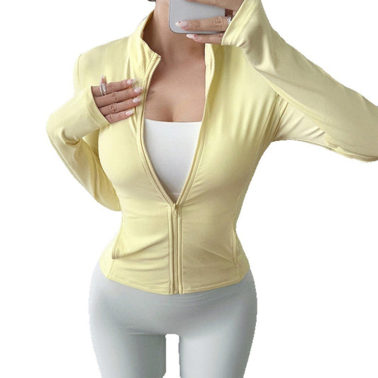 Casual yoga solid color long sleeved top jacket - 𝐃𝐔𝐕𝐋𝐀𝐒𝐇𝐎𝐏