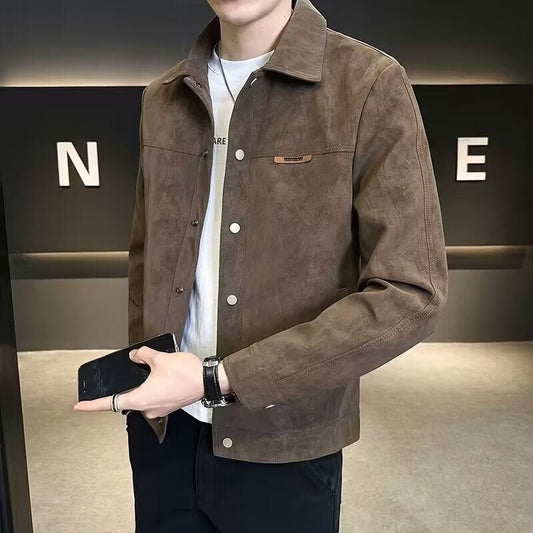 Collar suede spring clothes men's outerwear - 𝐃𝐔𝐕𝐋𝐀𝐒𝐇𝐎𝐏