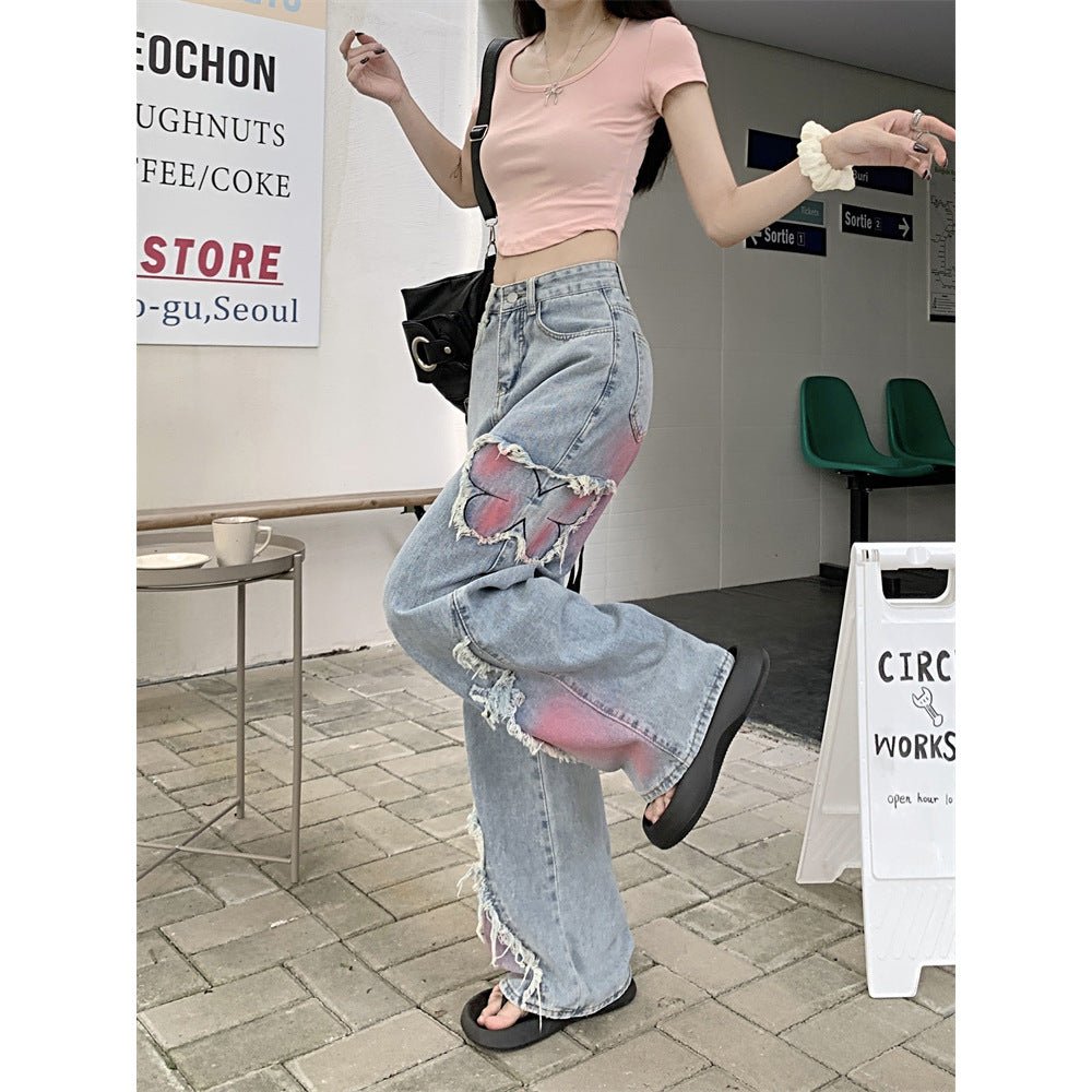 Colorful Graffiti Denim Pants for Women, Retro Unisex Wide Leg Straight Cut Trendy Casual Wear - 𝐃𝐔𝐕𝐋𝐀𝐒𝐇𝐎𝐏
