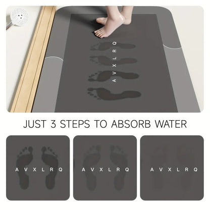 Diatomaceous Earth Bath Mat Super Absorbent Non Slip Fast Drying Soft Floor Mat for Bathroom Shower Laundry Bedroom Kitchen RV - 𝐃𝐔𝐕𝐋𝐀𝐒𝐇𝐎𝐏