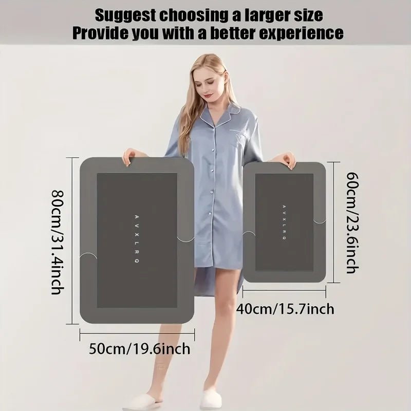 Diatomaceous Earth Bath Mat Super Absorbent Non Slip Fast Drying Soft Floor Mat for Bathroom Shower Laundry Bedroom Kitchen RV - 𝐃𝐔𝐕𝐋𝐀𝐒𝐇𝐎𝐏