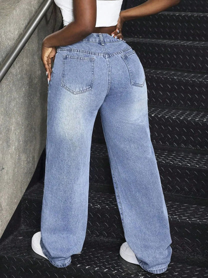 Distressed Wide Leg Jeans - 𝐝𝐮𝐯𝐥𝐚𝐬𝐡𝐨𝐩.𝐜𝐨𝐦