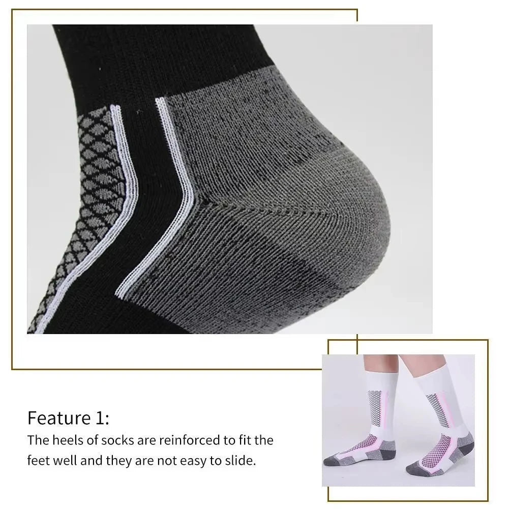 DIZETION 1 Pair Winter Warm Thickening Ski Stockings Hiking Socks For Women Men Children Outdoor Anti - Cold High Sports Stockings - 𝐃𝐔𝐕𝐋𝐀𝐒𝐇𝐎𝐏