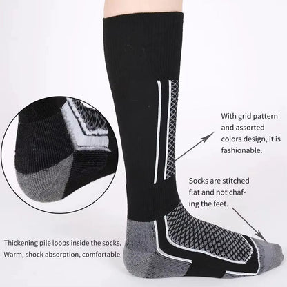 DIZETION 1 Pair Winter Warm Thickening Ski Stockings Hiking Socks For Women Men Children Outdoor Anti - Cold High Sports Stockings - 𝐃𝐔𝐕𝐋𝐀𝐒𝐇𝐎𝐏