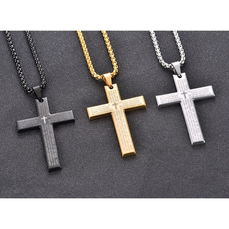 Easter Cross Verse Pendant Necklace Men's Trendy Women's Necklace For Men, father's day gift