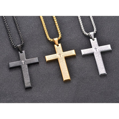 Easter Cross Verse Pendant Necklace Men's Trendy Women's Necklace For Men, father's day gift