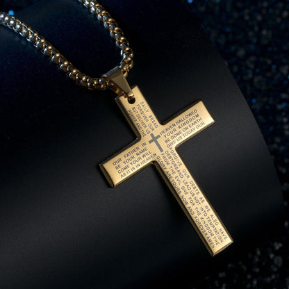 Easter Cross Verse Pendant Necklace Men's Trendy Women's Necklace For Men, father's day gift - 𝐃𝐔𝐕𝐋𝐀𝐒𝐇𝐎𝐏