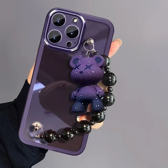 Electroplating TPU Soft Protective Case Transparent Teddy Bear Bracelet for IPhone 16 Promax Suitable for Apple 14/15 Phone Case - 𝐃𝐔𝐕𝐋𝐀𝐒𝐇𝐎𝐏