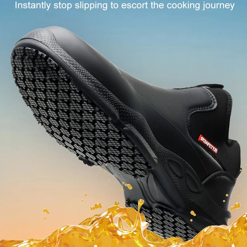 Fashionable men's leather shoes Waterproof and anti slip chef shoes Wear resistant men's casual shoes oil resistance Chef's boot - 𝐃𝐔𝐕𝐋𝐀𝐒𝐇𝐎𝐏